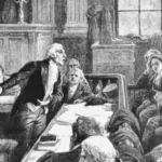 Courtroom scene during Aaron Burr’s treason trial in Richmond, Virginia, 1807.